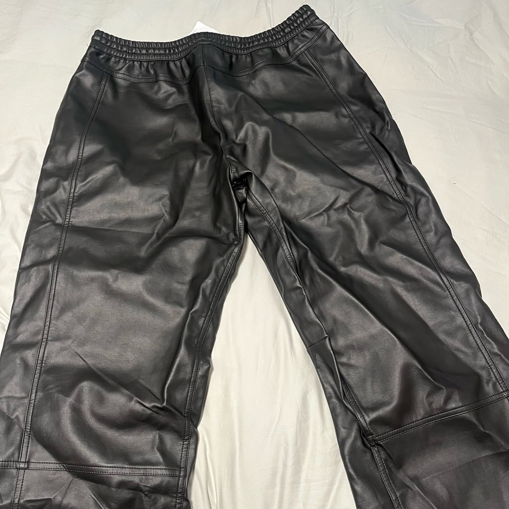 Forever 21 Women's Black Leather Jogger Pants
